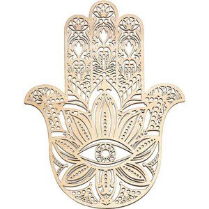 14" Hamsa, Sacred Geometry Wood Wall Art, Zen Home Decor and Meditation Symbol
